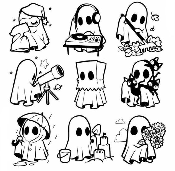 Halloween flash — cartoon horror icons, skulls, jack-o-lanterns