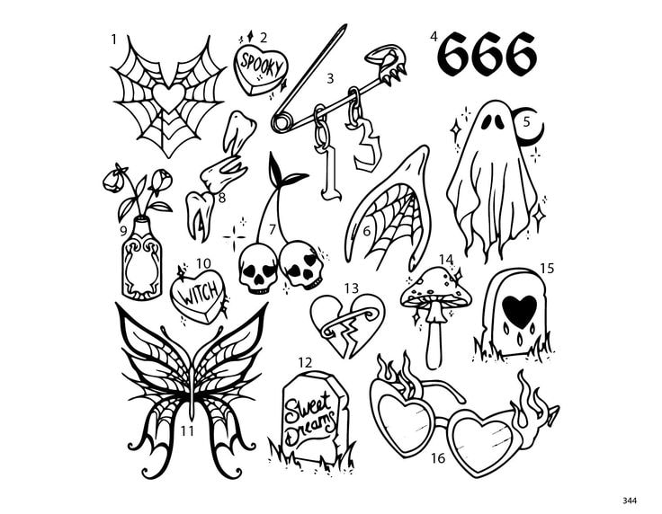 Halloween flash — spiderwebs, skulls, ghosts, witchy elements