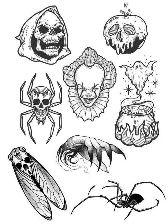 Halloween flash — Pennywise, grim reaper, skull spider, cauldron